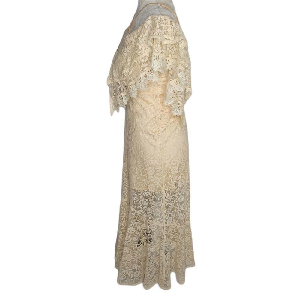 Cattivo Dress Lace Off Shoulder Ruffle Ivory Cream Midi S — image 2 of 8